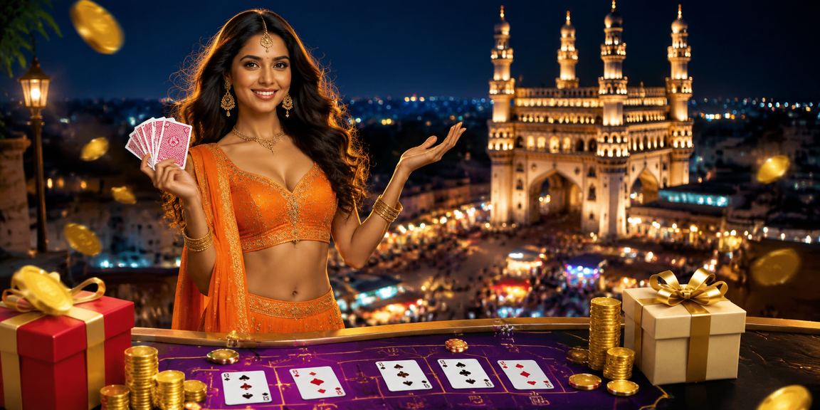 Betting scene near Charminar Hyderabad with night market lights